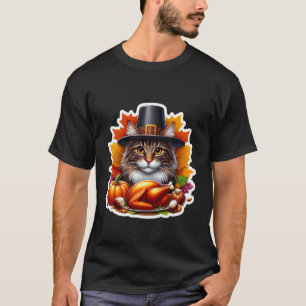Erntedankfest Maine Coon Katzenbesitzer Liebhaber T-Shirt