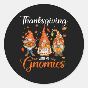 Erntedankfest mit meinen Gnomies lustige Herbst-Gn Runder Aufkleber