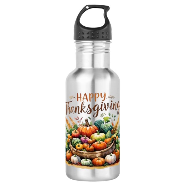 Erntedankfest mit Pumpkins Edelstahlflasche (Vorderseite)