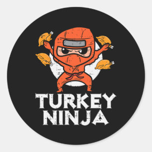Erntedankfest Ninja Truthahn Lustiger Herbst Junge Runder Aufkleber