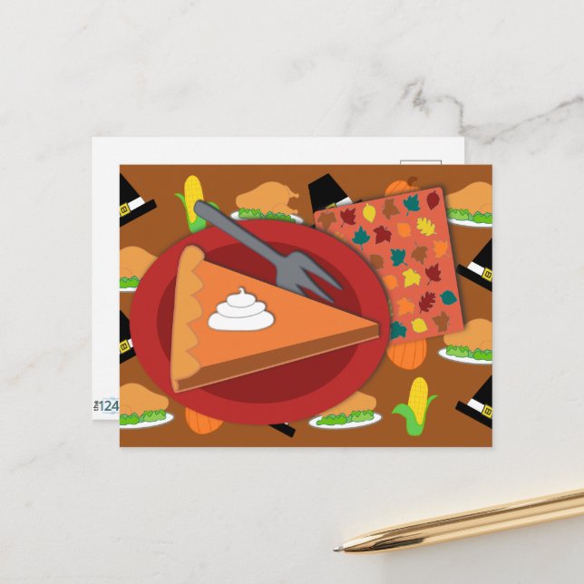Erntedankfest-Pie  Postkarte (Vorderseite/Rückseite Beispiel)