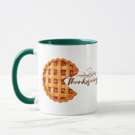 Erntedankfest-Pie-Stück Retro-Arcade-Grüner Griff Tasse