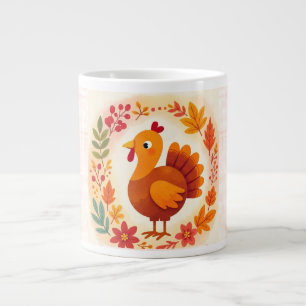 Erntedankfest, Süßer Truthahn mit Herbstblumen Jumbo-Tasse