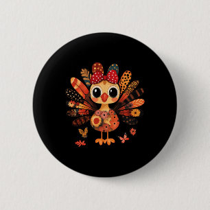 Erntedankfest Truthahn Cute Coquette Schleife Mädc Button