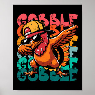 Erntedankfest Truthahn Dab Gobble Lustiger Kleinki Poster