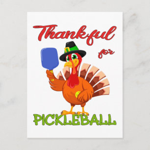 Erntedankfest Truthahn - Dankbar für Pickleball Postkarte
