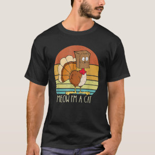 Erntedankfest Truthahn Falsche Katze Retro T-Shirt