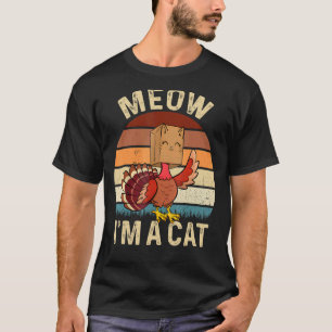 Erntedankfest Truthahn Falsche Katze Retro Vinage T-Shirt