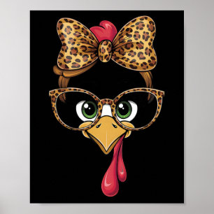 Erntedankfest Truthahn Gesicht Leopard Gles Frauen Poster