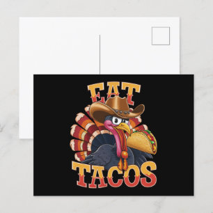 Erntedankfest Truthahn isst Tacos  Lustiger Mexika Postkarte
