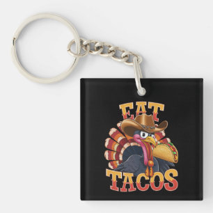 Erntedankfest Truthahn isst Tacos Lustiger Mexika Schlüsselanhänger