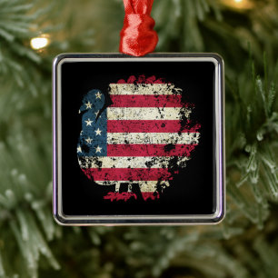 Erntedankfest Truthahn mit amerikanischer Flagge Ornament Aus Metall