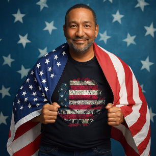 Erntedankfest Truthahn mit amerikanischer Flagge T-Shirt