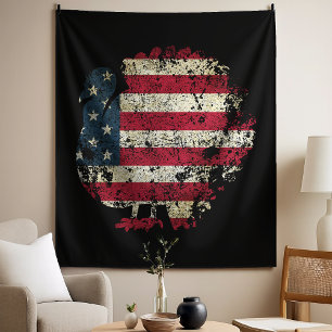 Erntedankfest Truthahn mit amerikanischer Flagge Wandteppich
