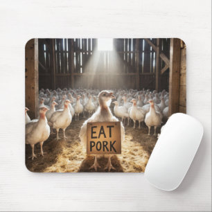 Erntedankfest Truthahn mit "Iss Schwein" Schild Mousepad