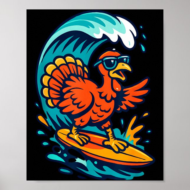 Erntedankfest Truthahn Surfer Surft  Poster (Vorne)