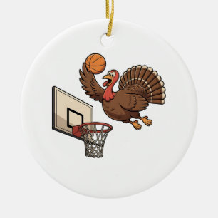 Erntedankfest Truthahn Tauch Basketball Lustig Keramik Ornament