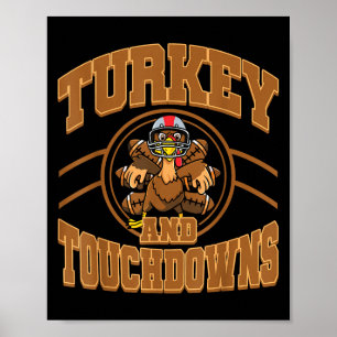 Erntedankfest Truthahn und Touchdowns Football Her Poster