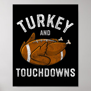 Erntedankfest-Truthahn und Touchdowns Football Män Poster