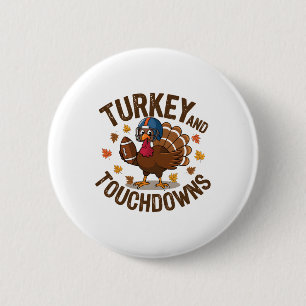 Erntedankfest Truthahn und Touchdowns Footballspie Button
