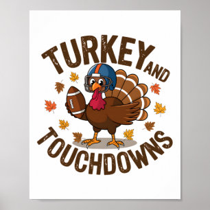 Erntedankfest Truthahn und Touchdowns Footballspie Poster