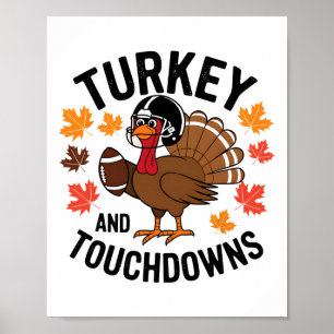 Erntedankfest Truthahn und Touchdowns Footballspie Poster