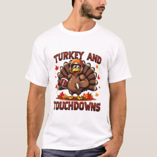 Erntedankfest Truthahn und Touchdowns Footballspie T-Shirt
