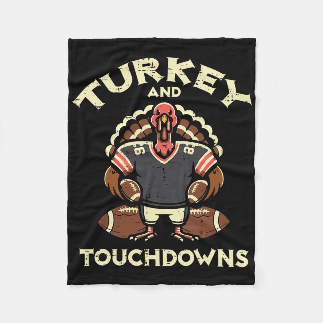 Erntedankfest Truthahn und Touchdowns Footbyll Män Fleecedecke (Vorderseite)
