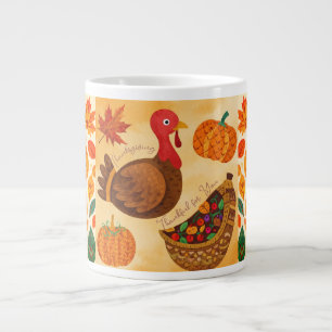 Erntedankfest, Vintage Truthahn, Dankbar für Dich Jumbo-Tasse