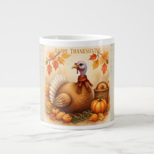 Erntedankfest, Vintage Truthahn Frohes Erntedankfe Jumbo-Tasse