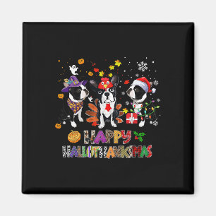 Erntedankfest Weihnachten Boston Terrier Hund Hall Magnet