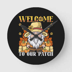 Erntedankfest Willkommen in unserem Patch-Gnom Runde Wanduhr