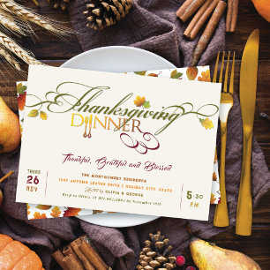 Erntedankfestmahl Farbenfrohe Herbstblätter Einladung