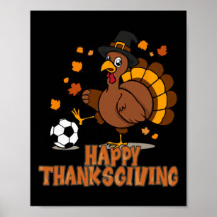 Erntedankfußball Truthahn Fahrrad Kick Männer Jung Poster