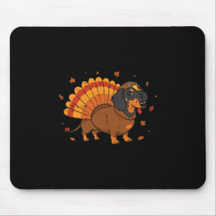 Erntedankhund Dachshund Truthahn Wiener Herbst Män Mousepad