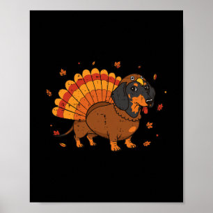 Erntedankhund Dachshund Truthahn Wiener Herbst Män Poster
