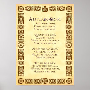 Erntedanklied Herbstgedicht 10x14 Poster
