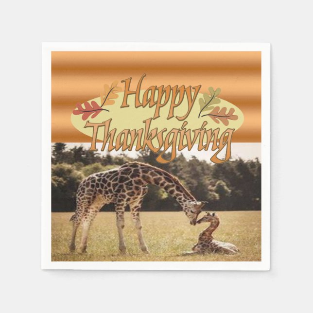 Erntedankservietten Giraffe Serviette (Vorderseite)