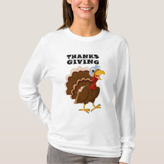 Erntedanktruthahn T - Shirt-Frauen-lange Hülse T-Shirt