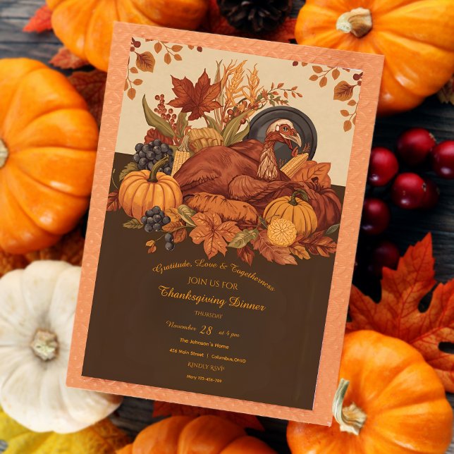 Erntefest Traditionelles Erntedank Abendessen Einladung (Von Creator hochgeladen)