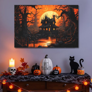 Erntemond Spukhaus am Pumpkin Creek Leinwanddruck