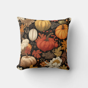 Erntepumpen und Herbstblätter Kissen