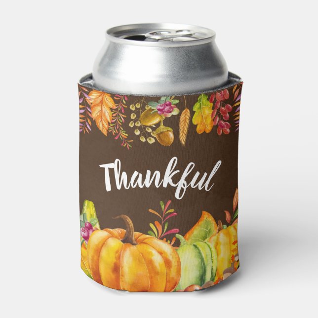 Erntepumpen und Herbstleaves Grenze dankbar Dosenkühler (Kanne Vorderseite)