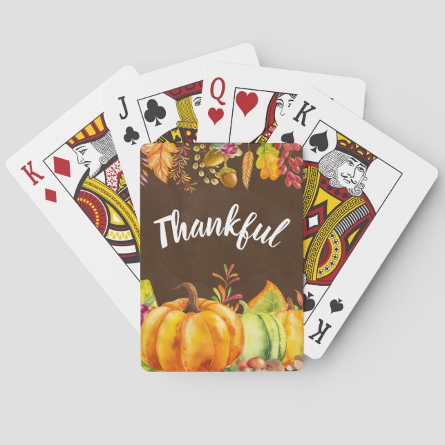 Erntepumpen und Herbstleaves Grenze dankbar Spielkarten (Rückseite)