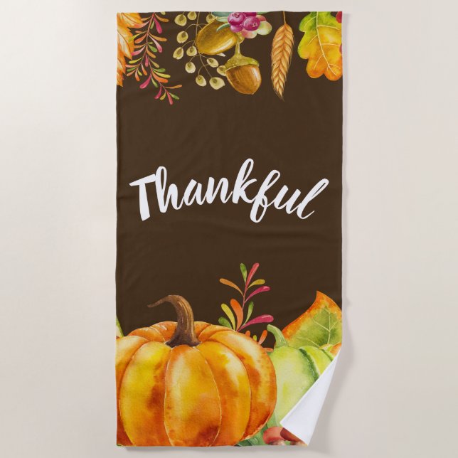 Erntepumpen und Herbstleaves Grenze dankbar Strandtuch (Vorderseite)