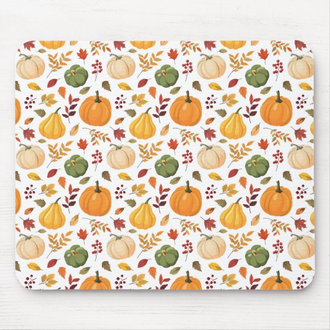 Erntepumpen und Herbstleaves Muster Mousepad (Vorne)