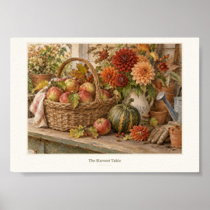 Erntetisch Herbst Stillleben Kunst Poster