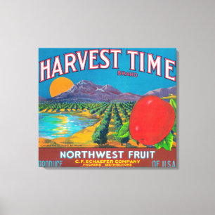 Erntezeit Apple Label - Yakima, WA Leinwanddruck