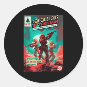 Eroberer der Sterne - Retro Comic Buchübersicht G Runder Aufkleber