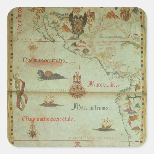 Eroberung Mexikos und Perus Quadratischer Aufkleber (Vorderseite)